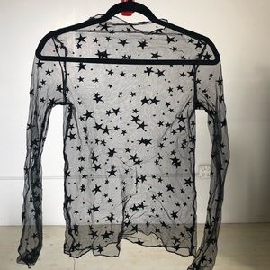 Shear Mock Neck Long Sleeved Star Top